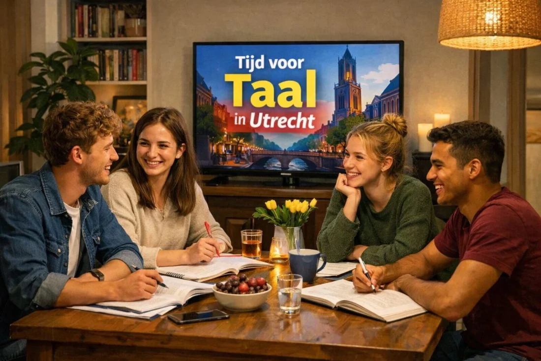Middelbaar en hoger opgeleide cursisten volgen een cursus Nederlands bij Tijd voor Taal in de regio Utrecht.
